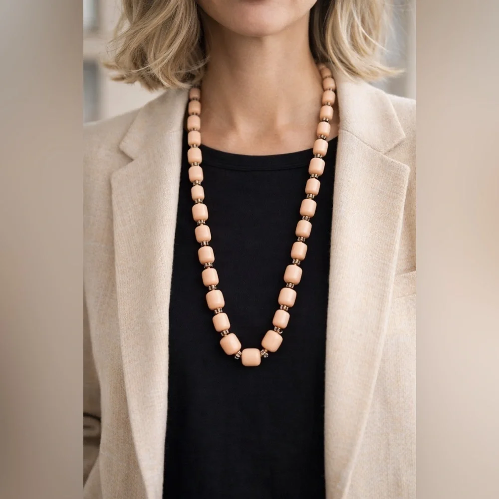 J. Crew Blush Pink Crystal Beaded Necklace